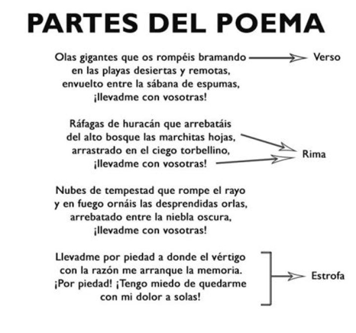¿Cuáles son las partes de un poema y ejemplos?
