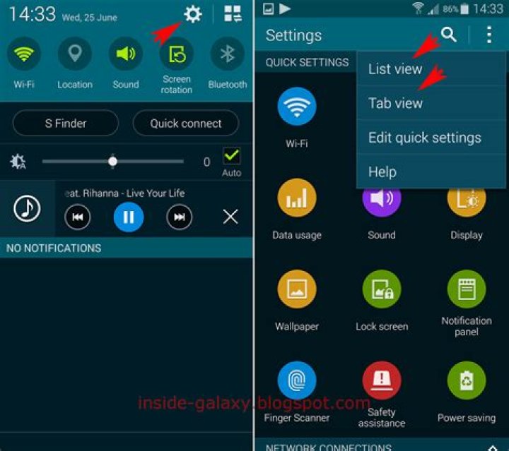 How do I get to settings on Samsung Galaxy s5?