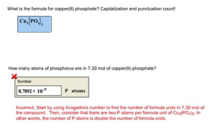 What is the formula for copper phosphate?
